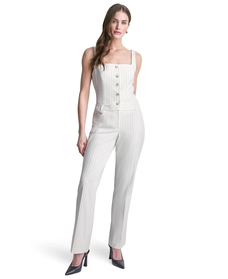 Dkny Petite Pinstripe Modern Fit Flared Pants