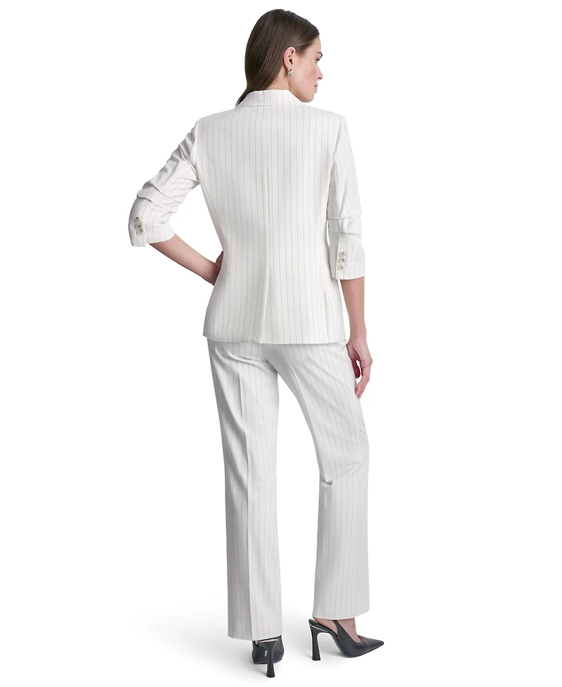 Dkny Petite Pinstripe Notch Collar Jacket