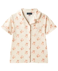 Andy & Evan Girls' Toddler 2T-4T Button-Down Shirt and Shorts Pajama Set