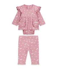 Guess Baby Girls' Stretch Rib Long-Sleeve Bodysuit and Pant, 2-Piece Set