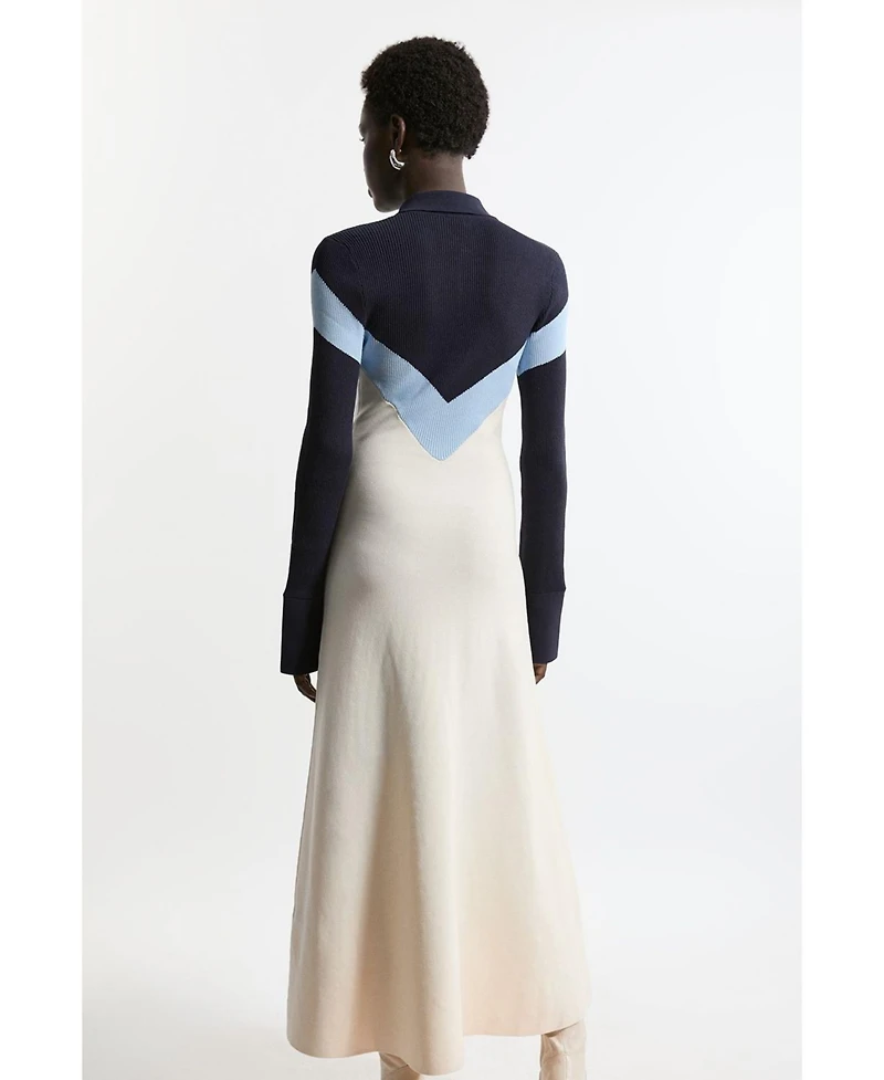 Karen Millen Women's Rib-Knit Polo Top Maxi Dress