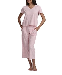 Tommy Hilfiger Women's 2-Pc. Short-Sleeve T-Shirt & Wide-Leg Cropped Pants Pajama Set
