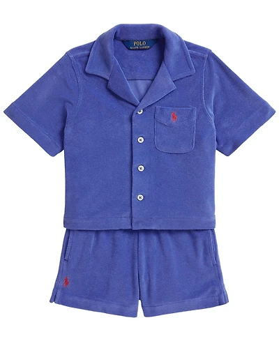 Polo Ralph Lauren Girls' 2T-6X Terry Shirt & Short, 2-Piece Set
