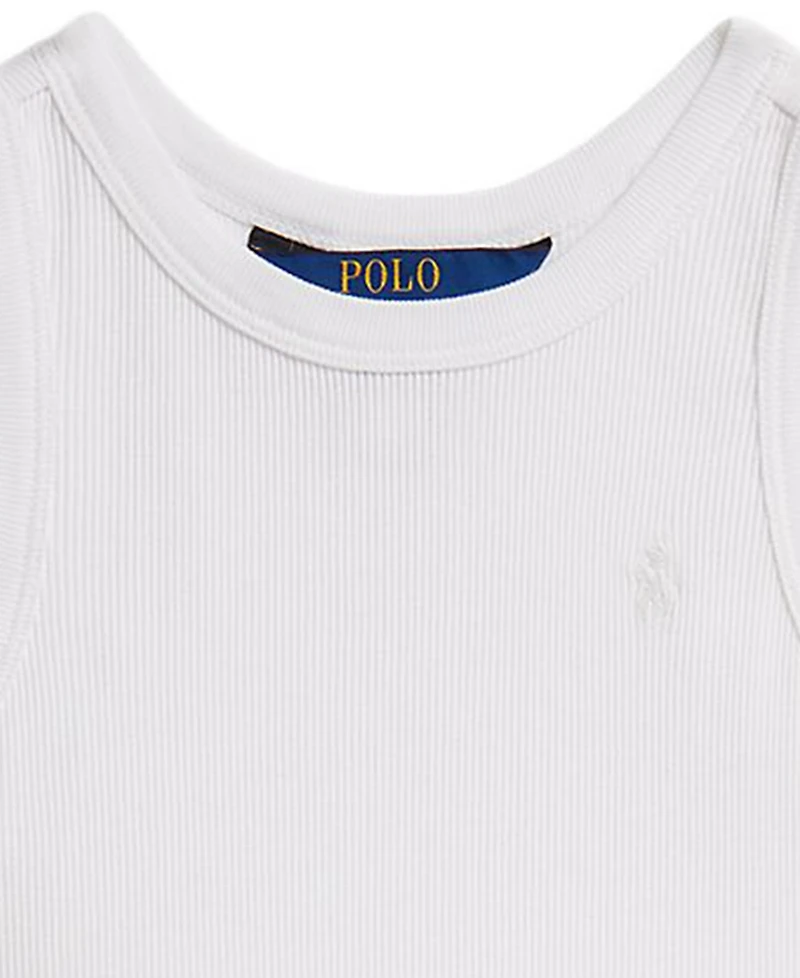 Polo Ralph Lauren Girls' 2T-6X Eyelet-Skirt Ribbed Cotton Dress
