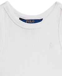 Polo Ralph Lauren Girls' 2T-6X Eyelet-Skirt Ribbed Cotton Dress