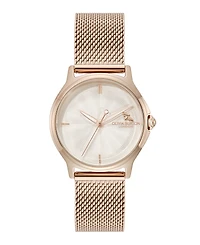 Olivia Burton Women's Ob Classic Bee Rose Gold Tone Stainless Steel Mesh Bracelet Watch, 29.8mm