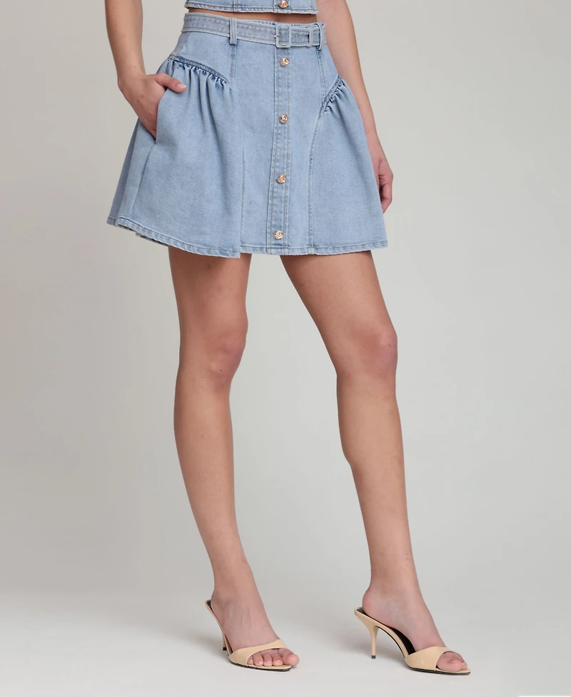 Avec Les Filles Women's Belted Mini Skirt