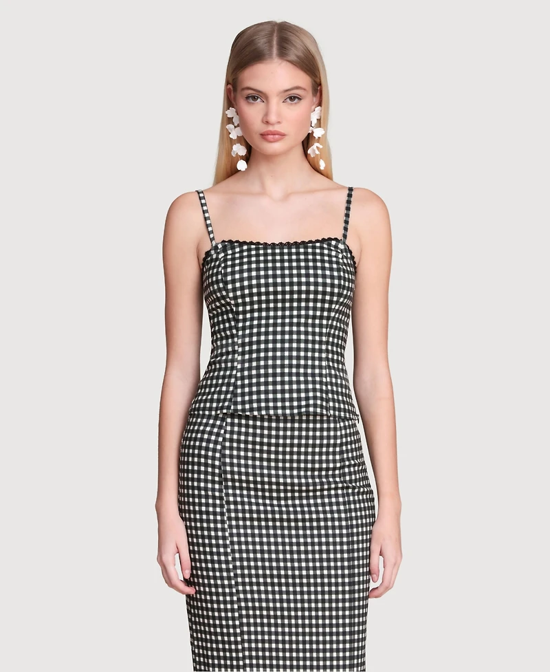 Avec Les Filles Women's Square Neck Peplum Tank Top