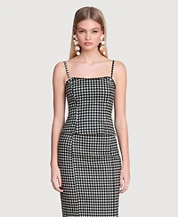 Avec Les Filles Women's Square Neck Peplum Tank Top