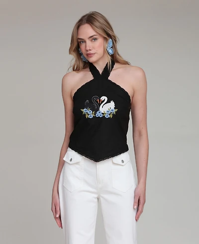 Avec Les Filles Women's Halter Tie-Neck Top