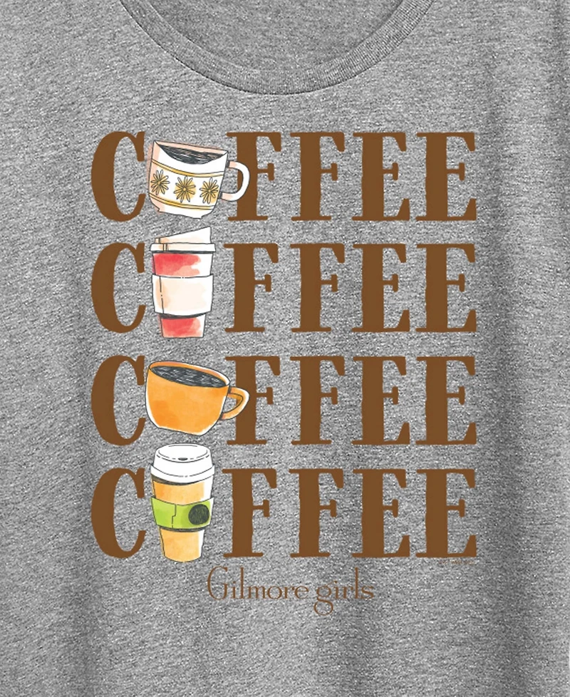 Hybrid Apparel Plus Gilmore Girls Coffee Repeated Short-Sleeve Graphic T-Shirt