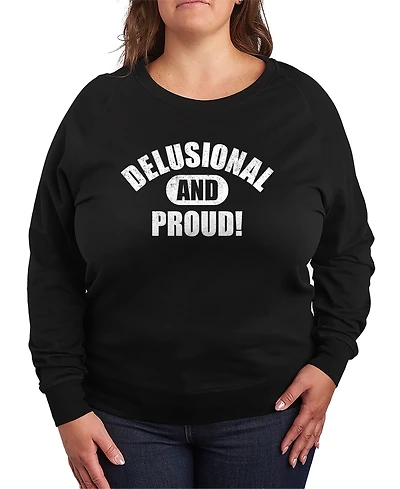 Hybrid Apparel Plus Instant Message Delusional and Proud French Terry Long-Sleeve T-shirt