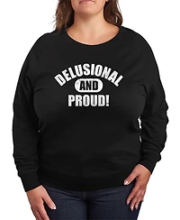 Hybrid Apparel Plus Instant Message Delusional and Proud French Terry Long-Sleeve T-shirt