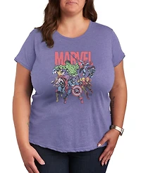Hybrid Apparel Plus Marvel Group Faded Short-Sleeve Graphic T-Shirt