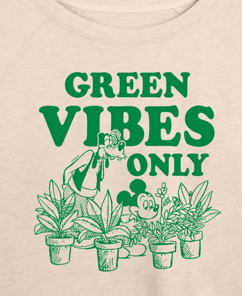 Hybrid Apparel Plus Disney Green Vibes Only French Terry Long-Sleeve T-Shirt