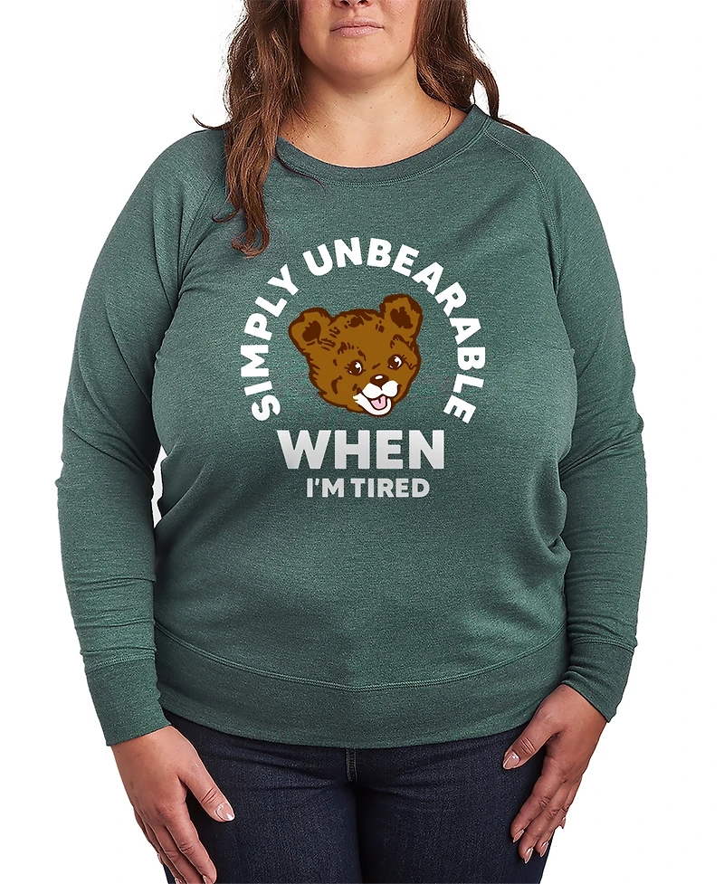 Hybrid Apparel Plus Instant Message Tired Simply Unbearable French Terry Long-Sleeve T-shirt