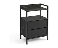 gaomon Nightstand with 2 Fabric Drawers, 3-Tier Storage End Table with Storage Shelf for Living Room