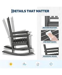 gaomon Hdpe Rocking Chair Outdoor Set of 4 with 2 Side Table - All Weather Resistant Poly High Back Porch Rocker Chairs