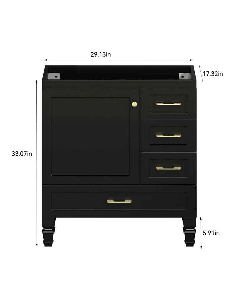 Sillysis Modern Bathroom Vanity with Sink, Transitional Mdf Cabinet, Ample Soft Close Storage, 1 Door 3 Drawers for Stylish Bathrooms