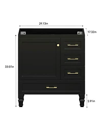 Sillysis Modern Bathroom Vanity with Sink, Transitional Mdf Cabinet, Ample Soft Close Storage, 1 Door 3 Drawers for Stylish Bathrooms