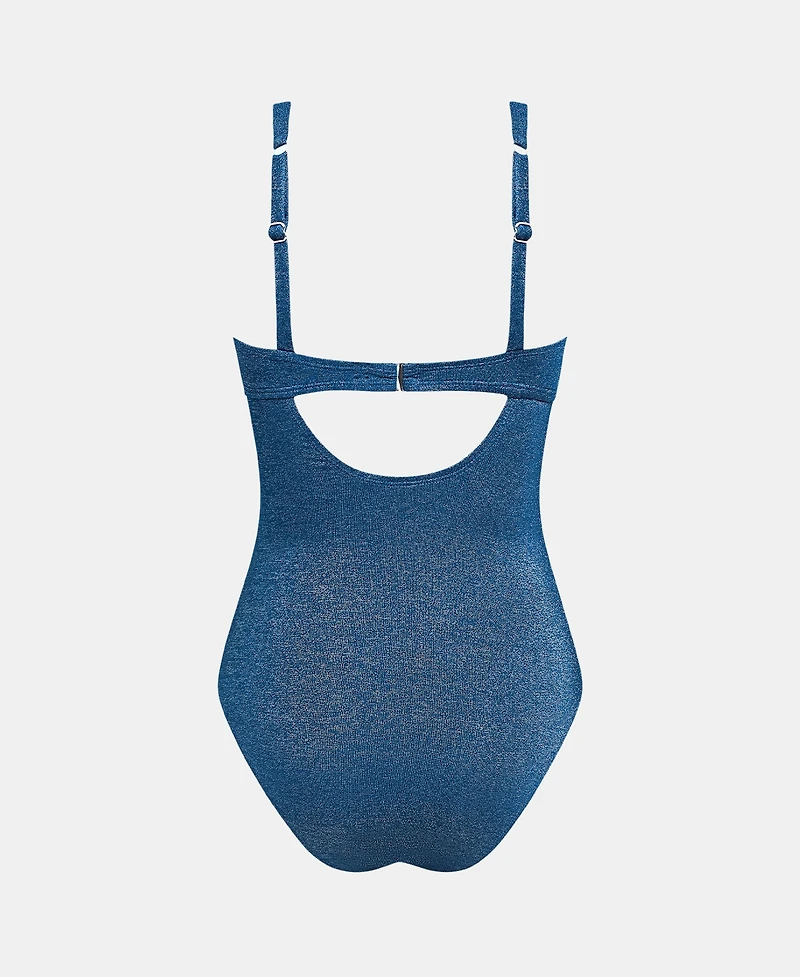 Cupshe Women's Shimmering One-Piece Swimsuit with Plunging Neckline