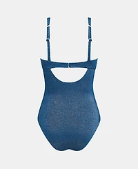 Cupshe Women's Shimmering One-Piece Swimsuit with Plunging Neckline