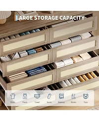 gaomon MilleLoom Rattan 8 Drawer Dresser for Bedroom, Wooden Dressers & Chests of Drawers, Modern Farmhouse Storage Organizer for Closet, Entryway