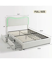 gaomon Boucle Bed Frame with 2 Storage Drawers