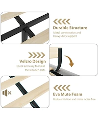 gaomon Velvet Upholstered Bed Frame with Headboard&Footboard,Platform Bed Frame with Nailhead Trim