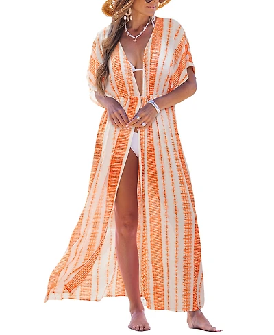 Cupshe Women's Cabana Diva Striped Cover-Up Maxi Beach Dress