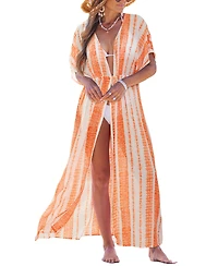 Cupshe Women's Cabana Diva Striped Cover-Up Maxi Beach Dress