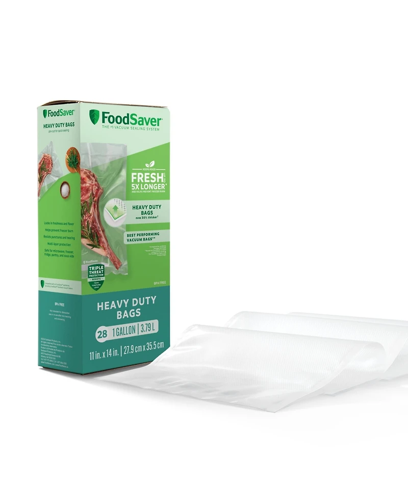 FoodSaver Heavy-Duty Gallon Vacuum Sealing Bags, 28-Count, Pack of 2