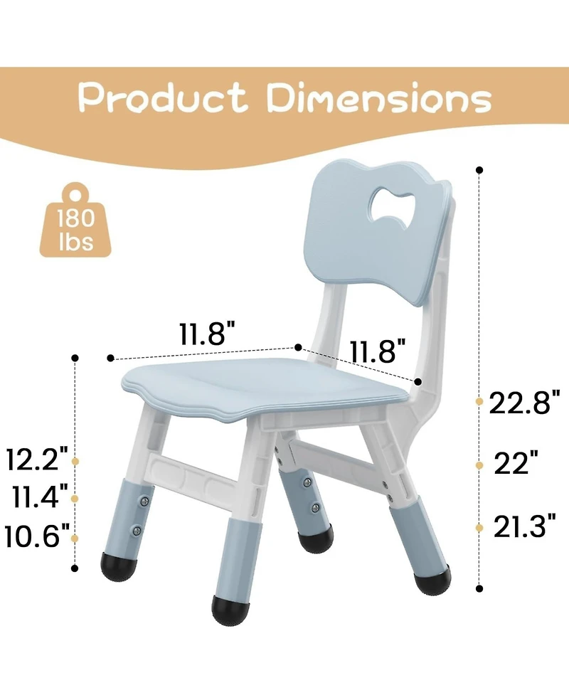 gaomon Kids Chair 2 Pack, 3 Levels Height Adjustable Kid Chair, Plastic Toddler Chairs for Children Boys Girls Age 2-6, Suitable Indoor Use, Home