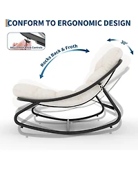gaomon Oversized Rocking Chair Outdoor 2 Set, e-Coated Papasan Rocking Chair with Cushion, Oversized Comfy Modern Rocker Chair for Living Room