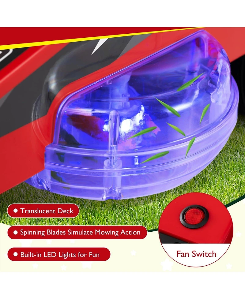 Mecale 12V Ride on Lawn Mower for Kids with Dual Control Sticks and Led Lights