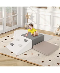 Mecale 6-Piece Soft Play Set for Toddlers with Climbing Triangle and Ramp