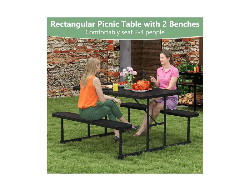 Slickblue Outdoor Picnic Table Bench Set for 2–4 People, Rectangular