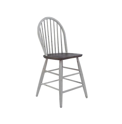 Liberty Furniture Farmhouse Windsor Back Counter Chair in Two Tone Wood Tone Top