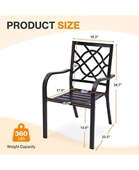 Aoodor Patio Dining Chairs Set of 2, Stackable Metal High Back Chairs Set , Garden, Yard, Deck, Porch and Poolside