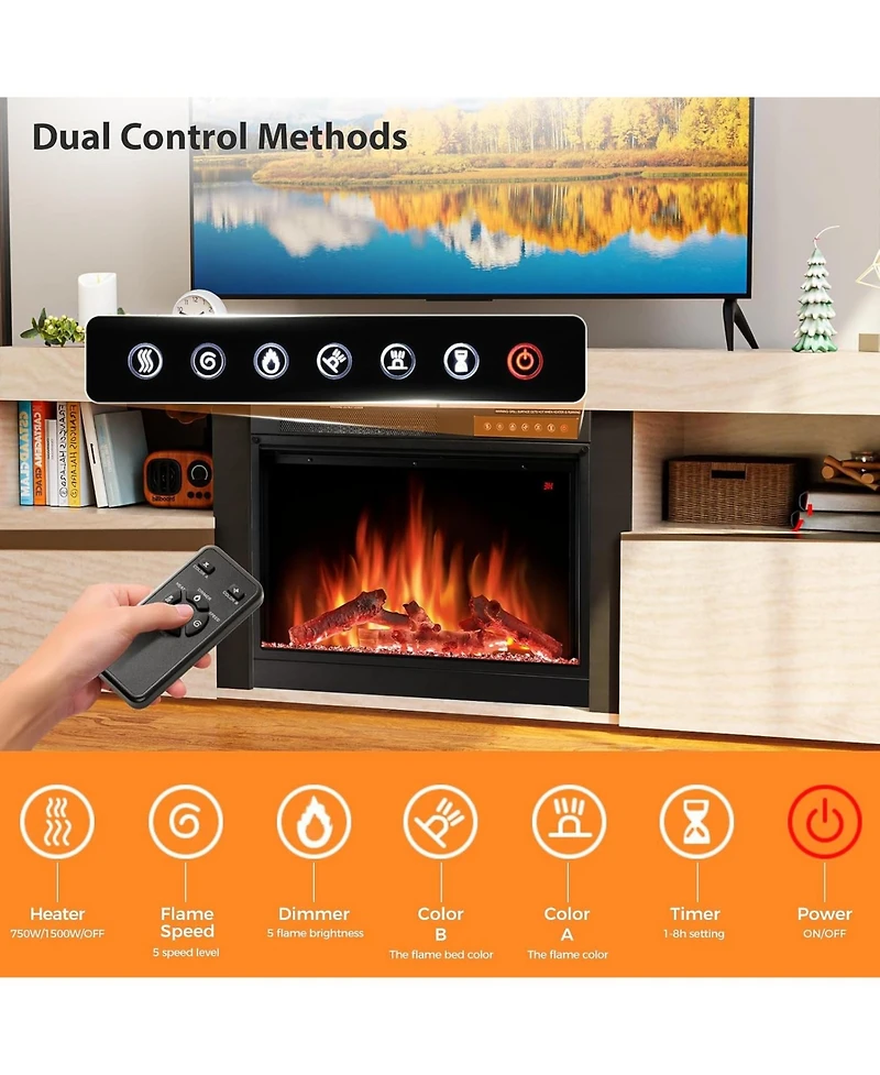 Cowsar 60" Electric Fireplace Tv Stand with Mantel, Remote & Timer