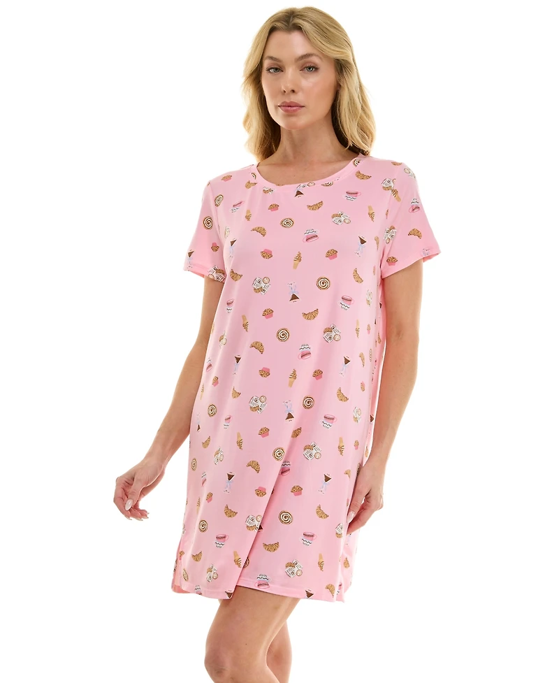 Jaclyn Intimates Women's Relaxed Short-Sleeve Sleep Shirt