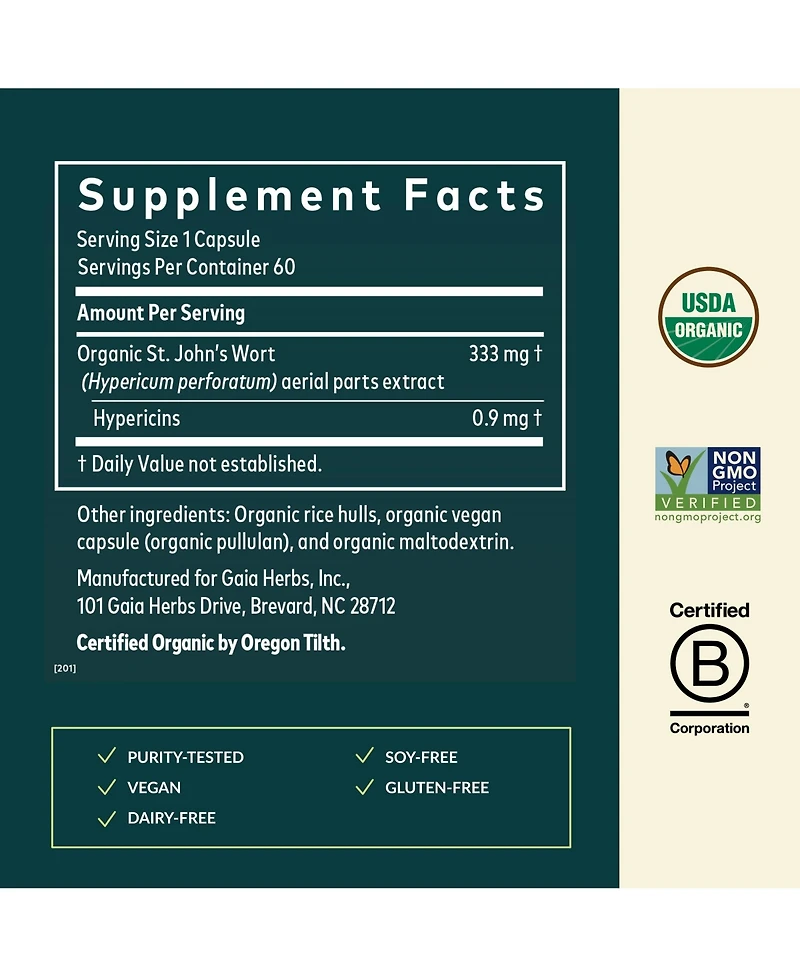 Gaia Herbs St. John's Wort - Natural Stress Support Supplement - With St. John's Wort