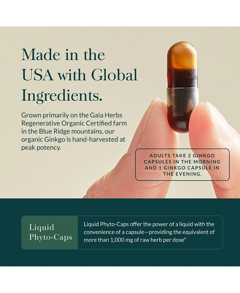 Gaia Herbs Ginkgo Leaf - Traditionally Used to Support Healthy Circulation and Brain Function - Organic, Herbal Supplement