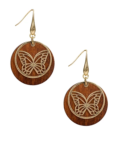 Patrica Nash Gold-Tone Plated Butterfly Disc Drop Earrings