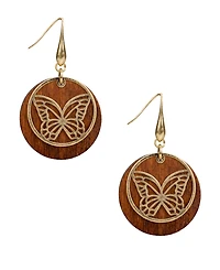 Patrica Nash Gold-Tone Plated Butterfly Disc Drop Earrings