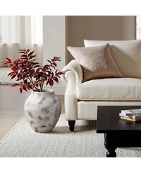 LuxenHome Rustic Gray with Weathered White Finish 14.8-Inch Tall Stoneware Vase for Farmhouse Decor