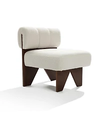 LuxenHome Upholstered White Modern Armless Accent Chair