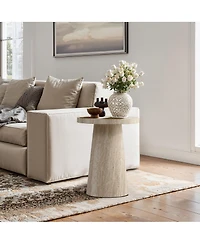 LuxenHome Stone Pattern Engineered Wood 19.7-Inch Tall Round End Table & Nightstand – Modern Side Table for Living Spaces