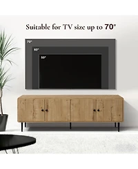 LuxenHome 64.5" Modern Tv Stand for Living Room, Wood Tv Console for TVs up to 70", Media Console Cabinet