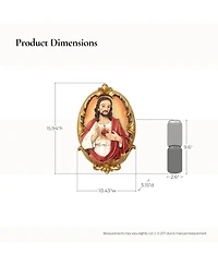 LuxenHome Sacred Jesus Wall Plaque, Oval Christian Home Decor Plaque for Prayer Room & Faith Display